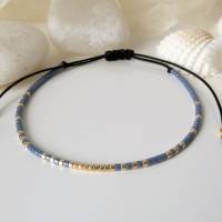 Armband aus Miyuki Delica Glasperlen, blau gold, kleine Geschenke für Frauen, Geschenk Frau Freundin Schwester Bild 2