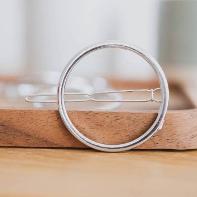 silberne runde Haarspange, silber Haarspange, Kreis, Geschenk Freundin, Haarschmuck, Geschenk Trauzeugin