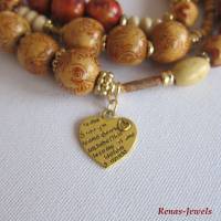 Bettelkette Kette lang beige rotbraun goldfarben mit Quasten Anhänger Holzperlen Afrika Perlenkette Bohokette Holzkette Bild 5