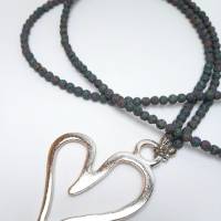 Halskette mit  XXL Anhänger Herz Kette extra lang Perlenkette Bild 1