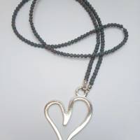 Halskette mit  XXL Anhänger Herz Kette extra lang Perlenkette Bild 2