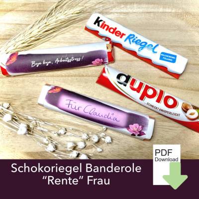 Download 27 Duplo Banderole, Kinderriegel Banderole, Botschaften zum Renteneintritt für Sie, Ruhestand,Abschiedsgeschenk