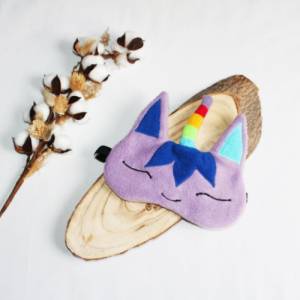 Schlafmaske, Schlafbrille einhorn lila Regenbogen unicorn frauen kinder Reise-Zubehör Reise-Accessoire Spa-maske Augenbi Bild 1