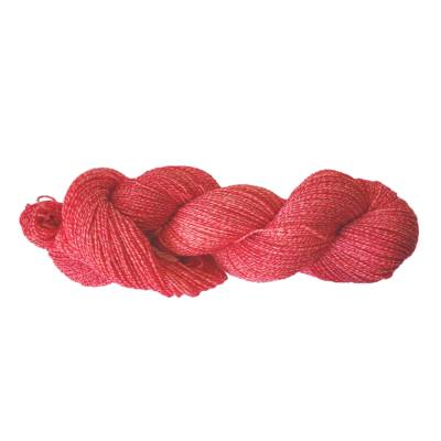 Handgefärbte Sommer-Sockenwolle, 4fach, mit Baumwolle, Farbe: Feuerrot Semisolid