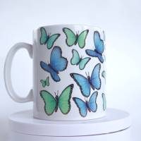 Dekorative Kunst Tasse mit zarten Schmetterlingen, Schöne Unikate Tasse als Geschenkidee für jede Frau oder Mädchen Bild 1
