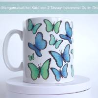 Dekorative Kunst Tasse mit zarten Schmetterlingen, Schöne Unikate Tasse als Geschenkidee für jede Frau oder Mädchen Bild 4