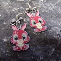 Hasen Bunny mit Schleife emailliert    Ohrhänger  kawaii Bild 2
