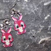 Hasen Bunny mit Schleife emailliert    Ohrhänger  kawaii Bild 3