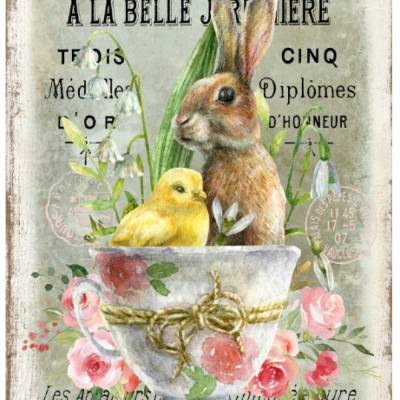 Bastelpapier - Decoupage-Papier - A4 - Softpapier - Vintage - Shabby - Küken - Ostern - 13192