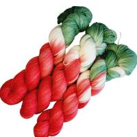 "Wassermelone", Wollelfe Merino Deluxe, handgefärbte Socken- und Tuchwolle, 4fädig, 100 g Strang Bild 3