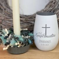 Windlicht zur Konfirmation | Kommunion | Firmung | Taufe | personalisiert | Teelichthalter | Kerzenhalter | Geschenk | Bild 1