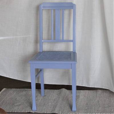 blauer Vintage Stuhl Wiener Geflecht