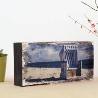 Sylt Strandkorb, Upcycling alter Holzbalken, Foto auf Holz, Holzdruck Bild 2