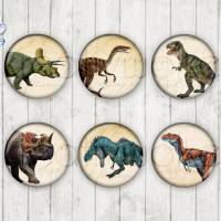 1906 - Motivcabochon Set, Glascabochons Handmade Dinosaurier Bild 1