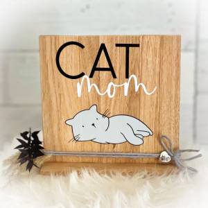 Holzbild Catmom Katzen | Holz Aufsteller Dekoration Bild 1