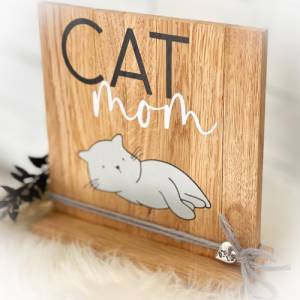 Holzbild Catmom Katzen | Holz Aufsteller Dekoration Bild 3