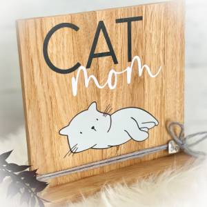 Holzbild Catmom Katzen | Holz Aufsteller Dekoration Bild 4