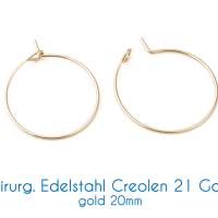 Chirurgische Edelstahl-Creolen gold 21 Gauge Ø 15mm, 20mm, 25mm Bild 3