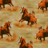 ♕  Jersey mit Pferden Pferde Stute mit Fohlen 50 x 140 cm Nähen Stoff Digitaldruck ♕ Bild 1