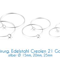 Chirurgische Edelstahl-Creolen silber 21 Gauge Ø 15mm, 20mm, 25mm Bild 1