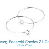 Chirurgische Edelstahl-Creolen silber 21 Gauge Ø 15mm, 20mm, 25mm Bild 2