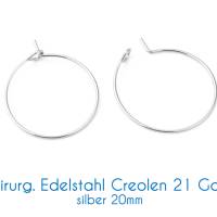 Chirurgische Edelstahl-Creolen silber 21 Gauge Ø 15mm, 20mm, 25mm Bild 3