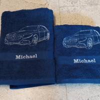 Handtuch - Duschtuch SET Mercedes Geschenk bestickt Namen HANDARBEIT Bild 3