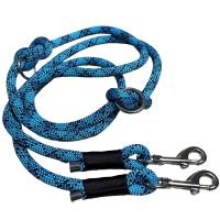 Hundeleine und Halsband Set, beides verstellbar, blau, schwarz, Leder und Schnalle, 10 mm Bild 5