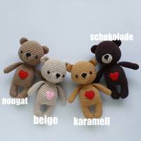 Kuscheltier Häkeltier Teddy Mini in Brauntönen aus Baumwolle Handarbeit Geschenk zum Valentinstag Bild 2