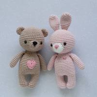Kuscheltier Häkeltier Teddy Mini in Brauntönen aus Baumwolle Handarbeit Geschenk zum Valentinstag Bild 9