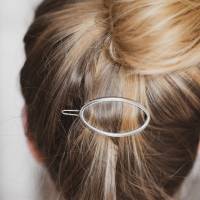 silberne ovale Haarspange, gold Haarspange, oval, Geschenk Freundin, Haarschmuck, Geschenk Trauzeugin Bild 3