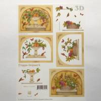 3 D Bastelbogen Obstschalen zum Kartenbasteln, DIN A 4 Bogen, 7,5 cm x 10,5 cm Motivgröße Bild 1
