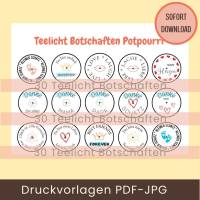 PDF Teelichtbotschaften bunt Potpourri Druckvorlage verschiedene Anlässe Geburtstag Danke Ostern Freundschaft Liebe Bild 2
