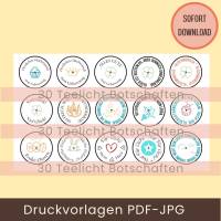 PDF Teelichtbotschaften bunt Potpourri Druckvorlage verschiedene Anlässe Geburtstag Danke Ostern Freundschaft Liebe Bild 3