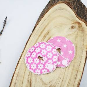 G Tube Pads Set (2Stk.) rosa stern blumen Schlitzkompressen aus Baumwolle und Bambusfrottee weihnachtsgeschenk Bild 2