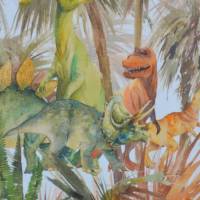 ♕ Jersey Panel mit Dinosaurier Dino Jurassic 75 x 150 cm Sommer 23 NEU 2-teilig ♕ Bild 2