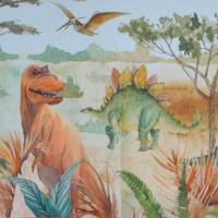 ♕ Jersey Panel mit Dinosaurier Dino Jurassic 75 x 150 cm Sommer 23 NEU 2-teilig ♕ Bild 3