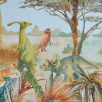 ♕ Jersey Panel mit Dinosaurier Dino Jurassic 75 x 150 cm Sommer 23 NEU 2-teilig ♕ Bild 5