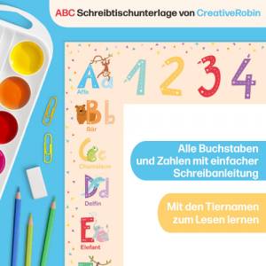 Faultier Malblock und Malunterlage für Kinder & Erwachsene | Schreibtischunterlage aus Papier DIN A3 mit 25 Blättern Bild 4