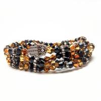 Zartes Wickelarmband aus Glasperlen Yogakette UNIKAT Armband Maßanfertigung gold schwarz Glas Perlen Perlenschmuck Bild 1