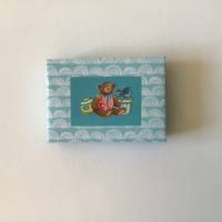 Geschenkbox mit 5 kleinen dazu passenden Umschlägen mit verschiedenen Mustern, Teddymotiv, türkis Bild 6