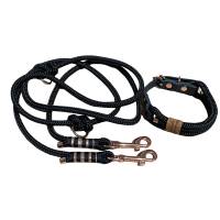 Leine Halsband Set für mittelgroße Hunde, verstellbar, schwarz, ab 20 cm Halsumfang Bild 2