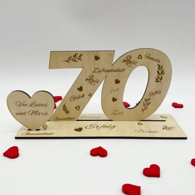 Geschenk zum 70. Geburtstag Glückwünsche Sprüche von Herzen mit eigenem Gruß personalisierbar