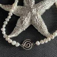 Echte Süßwasser Perlenkette, Perlencollier echte Perlenkette,Halskette mit Perlen,Perlenschmuck, Brautschmuck Bild 1