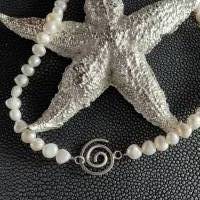 Echte Süßwasser Perlenkette, Perlencollier echte Perlenkette,Halskette mit Perlen,Perlenschmuck, Brautschmuck Bild 2