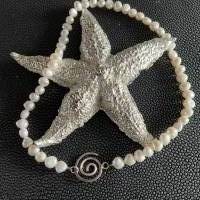 Echte Süßwasser Perlenkette, Perlencollier echte Perlenkette,Halskette mit Perlen,Perlenschmuck, Brautschmuck Bild 4