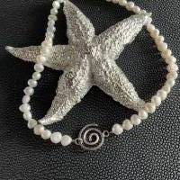Echte Süßwasser Perlenkette, Perlencollier echte Perlenkette,Halskette mit Perlen,Perlenschmuck, Brautschmuck Bild 5