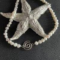 Echte Süßwasser Perlenkette, Perlencollier echte Perlenkette,Halskette mit Perlen,Perlenschmuck, Brautschmuck Bild 6