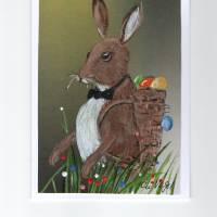Osterkarte,  Grußkarte-   " ein alter Hase "-  handgemalt