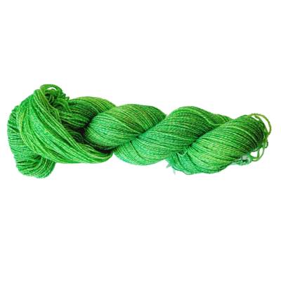 Handgefärbte Sommer-Sockenwolle, 4fach, mit Baumwolle, Farbe: Limettengrün Semisolid